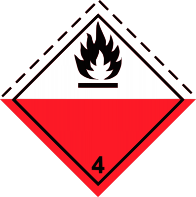 Знак опасности "Самовозгорающиеся вещества" 4 класс